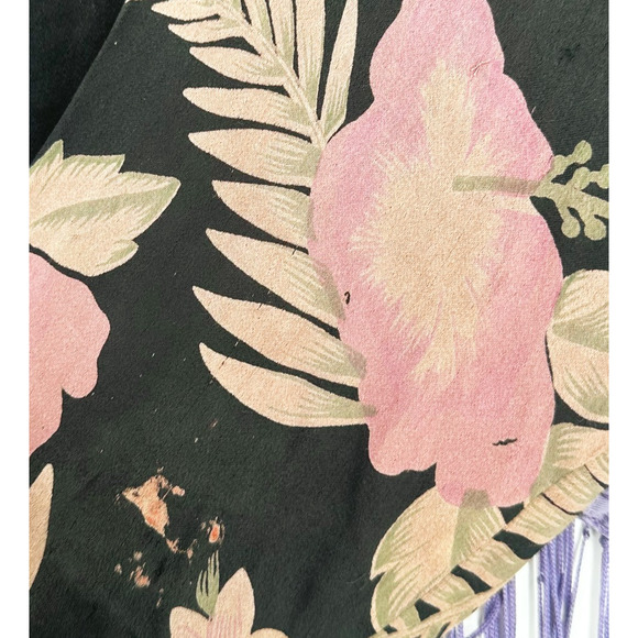 VTG Tienda Ho Fringe Floral Blouse Bohemian Art To Wear Mirror Folk Festival OS - Picture 10 of 10